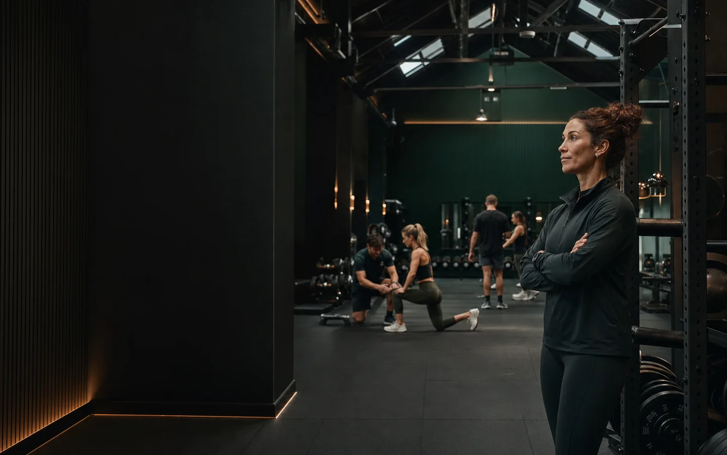 A gym owner overseeing an active coaching floor